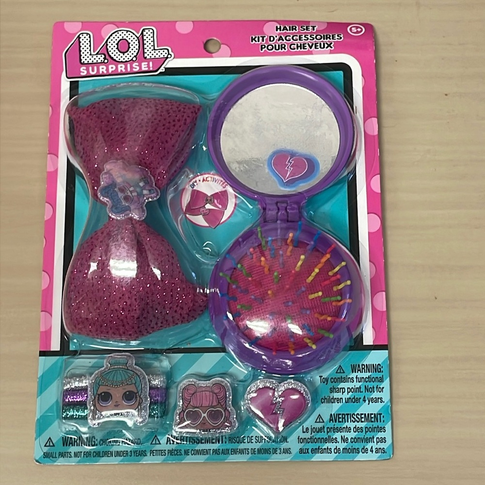 BNIP LOL Surprise! Hair Set Kit Brush Hair Bow Ties Clips Kids Gifts
